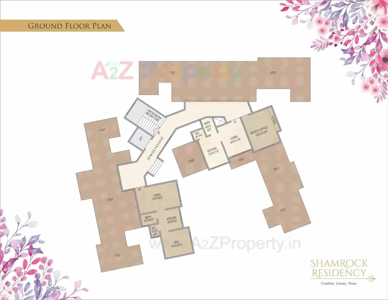 Layout of real estate project Shamrock Residency located at Vasaivirar-city-m-corp, Palghar, Maharashtra