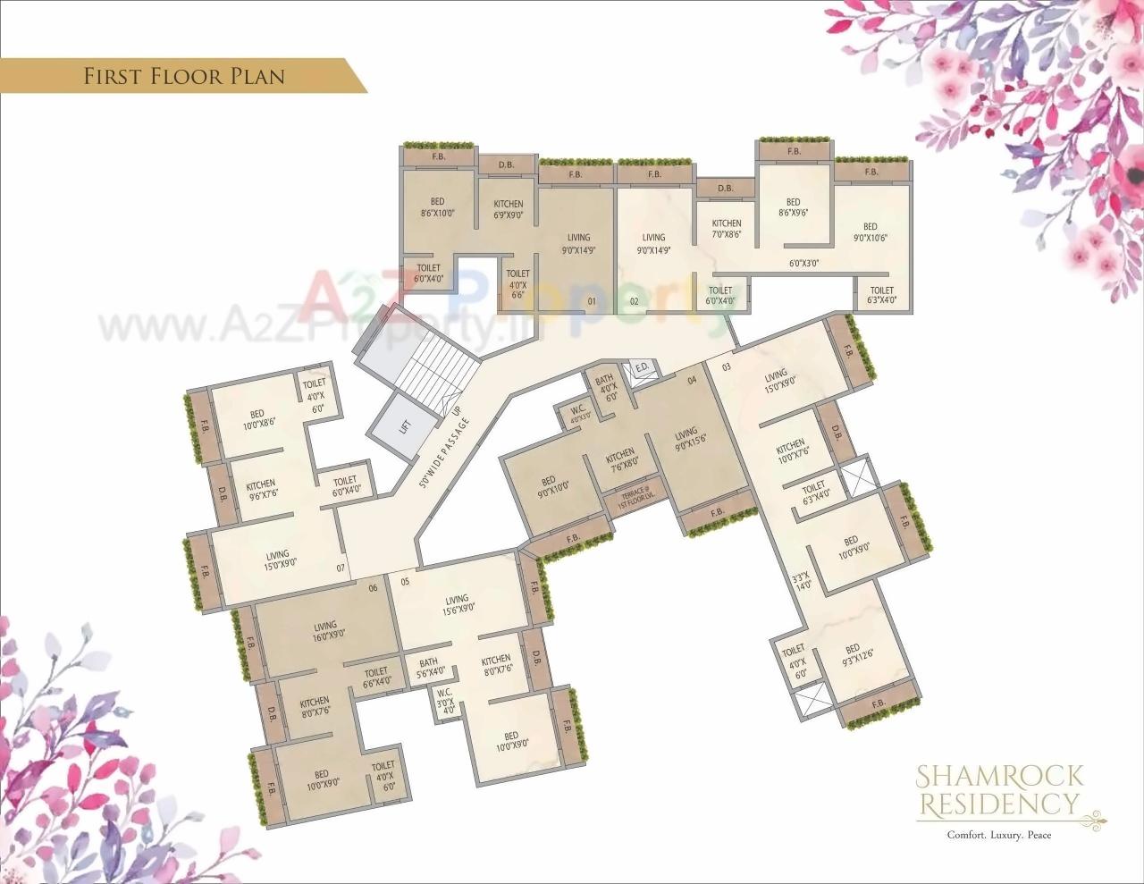 Layout of real estate project Shamrock Residency located at Vasaivirar-city-m-corp, Palghar, Maharashtra