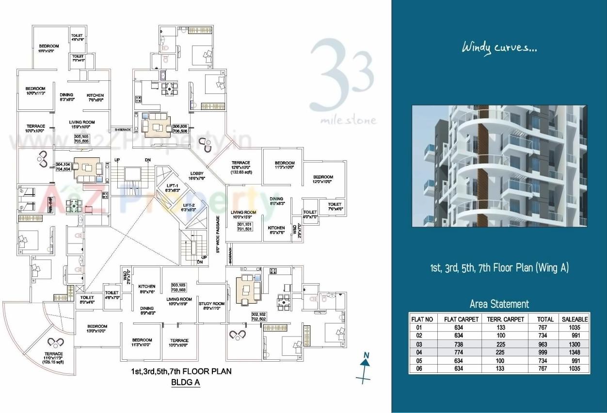 Layout of real estate project 33 Milestone located at Tathwade, Pune, Maharashtra