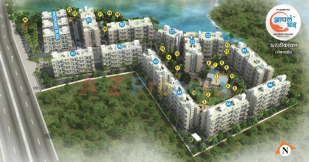 3D Elevation of real estate project Aapla Ghar Urali Kanchan Lakeside located at Shindvane, Pune, Maharashtra