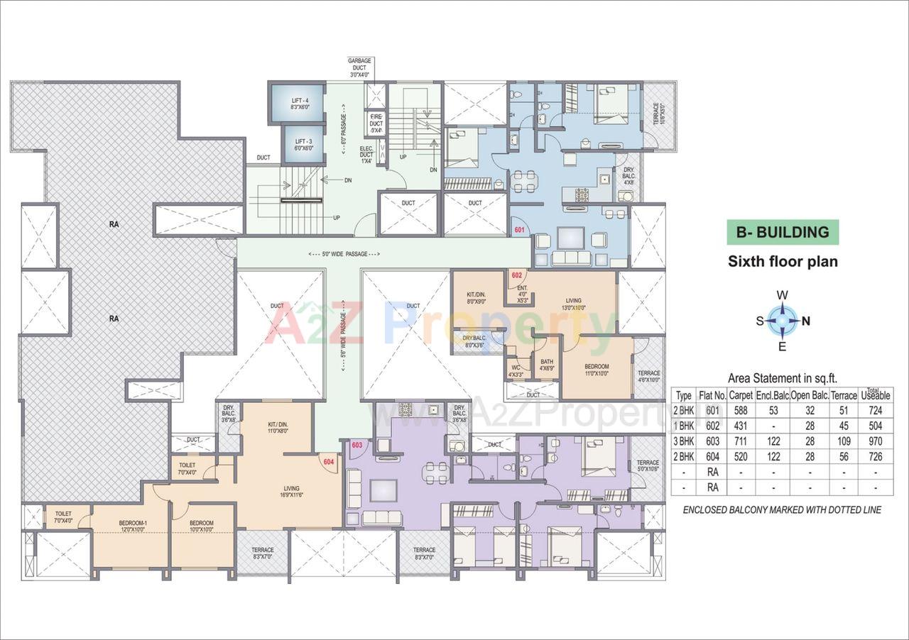 Akash Towers B Bldg Sixth Floor Plan 1024x722 of real estate project Akash Towers located at Pimpri-chinchawad-m-corp, Pune, Maharashtra