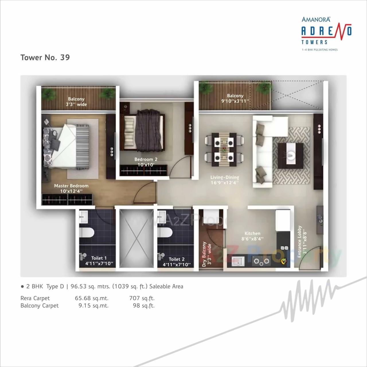 Layout of real estate project Amanora Adreno Towers located at Hadapsar, Pune, Maharashtra