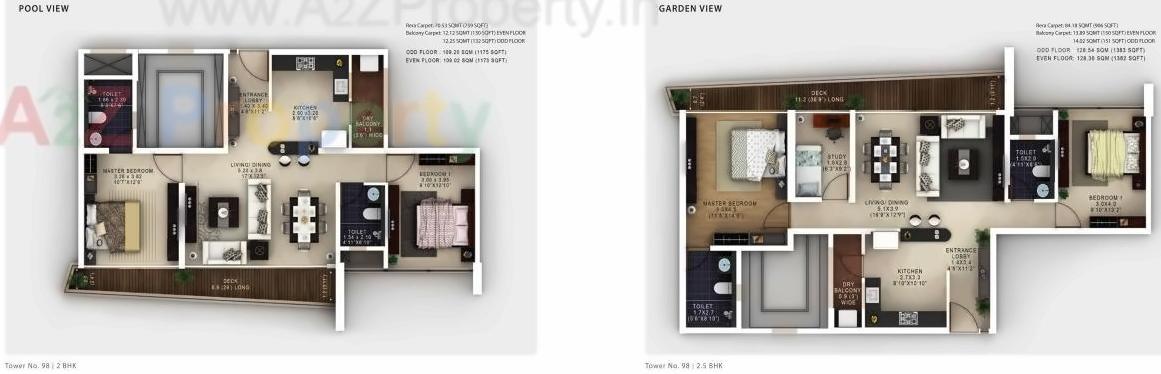 Layout of real estate project Amanora Gateway Towers 98 located at Hadapsar, Pune, Maharashtra