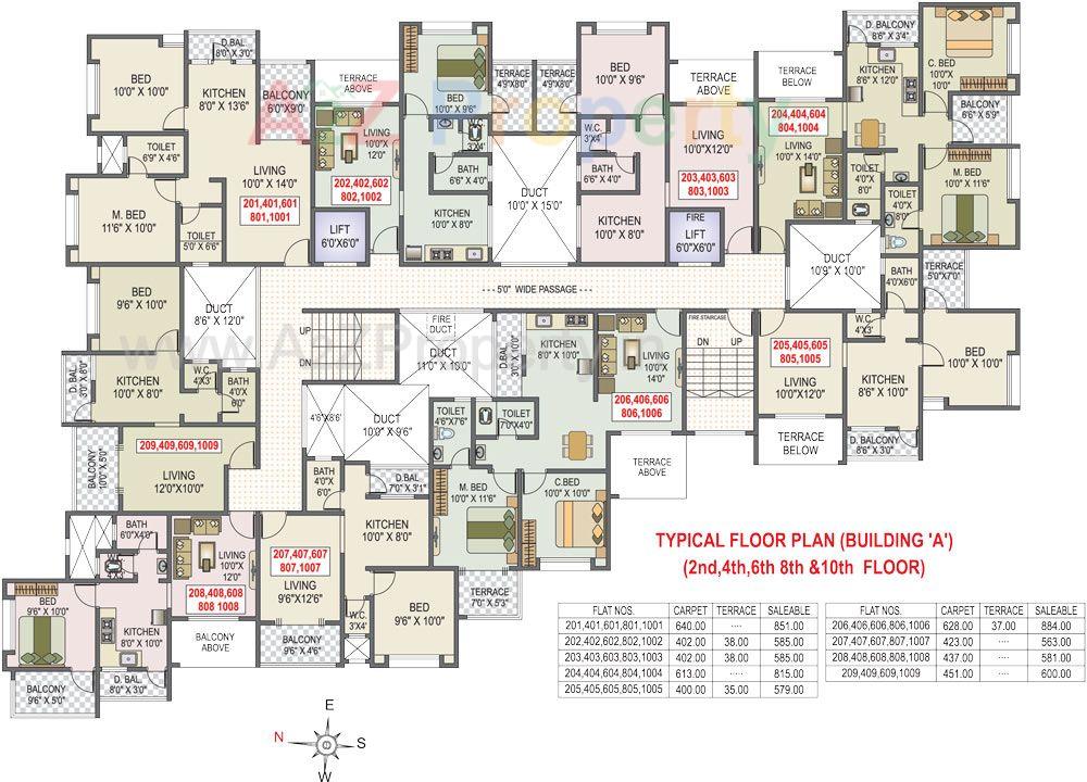 2nd 4th 6th 8th 10th Floor Plan of real estate project Azalea located at Bhilarewadi, Pune, Maharashtra