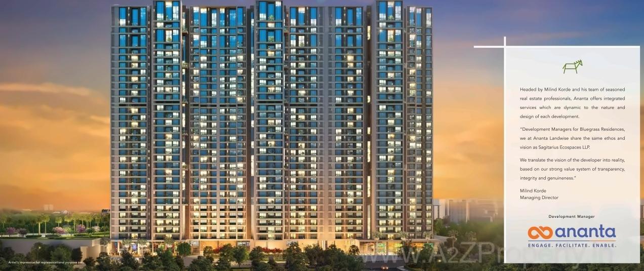 3D Elevation of real estate project Bluegrass Residences   Tower located at Pune-m-corp, Pune, Maharashtra