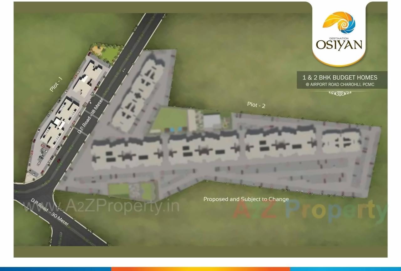Layout of real estate project Destination Osiyan Ab located at Charholi, Pune, Maharashtra