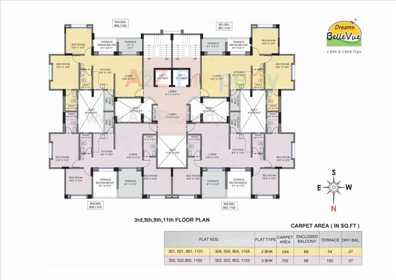 Layout of real estate project Dreams Bellevue located at Bavadhan-bk, Pune, Maharashtra