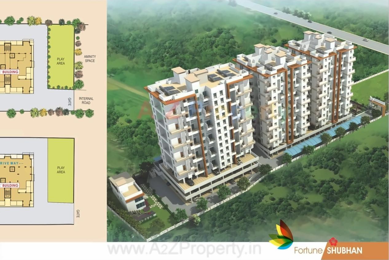 3D Elevation of real estate project Fortune Shubhan located at Pune-m-corp, Pune, Maharashtra
