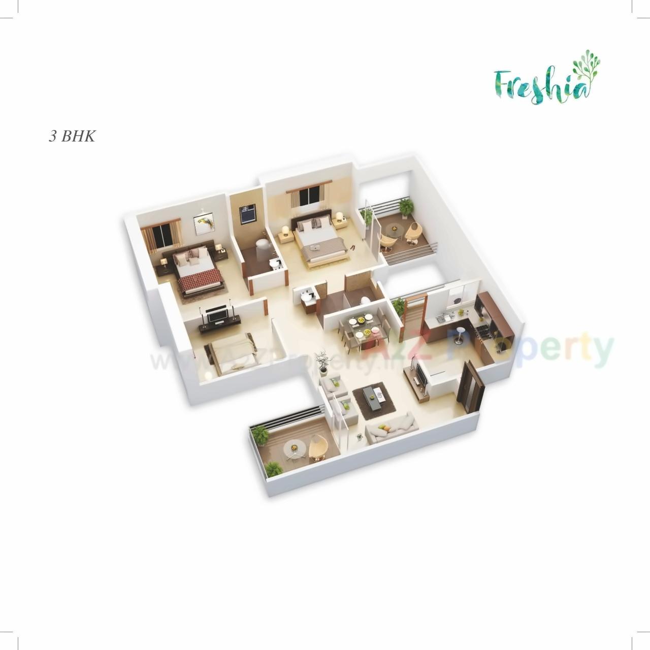 Layout of real estate project Freshia located at Sus, Pune, Maharashtra