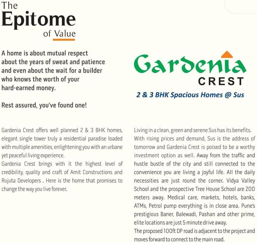  of real estate project Gardenia Crest located at Sus, Pune, Maharashtra