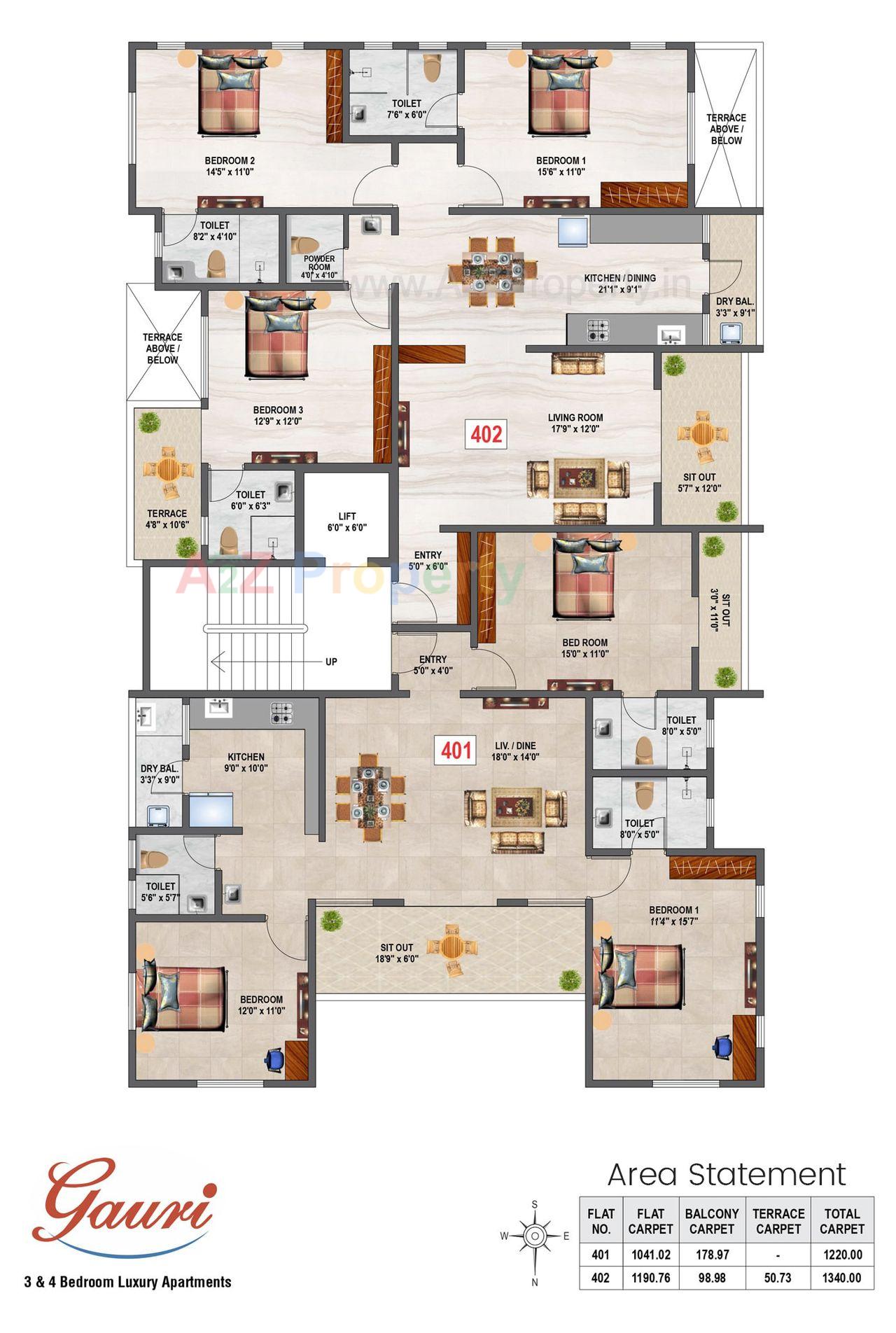 Gauri 4th Floor Plan of real estate project Gauri located at Pune-m-corp, Pune, Maharashtra