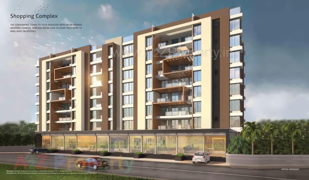 3D Elevation of real estate project Goodwill Unique Zest County located at Lohgaon, Pune, Maharashtra