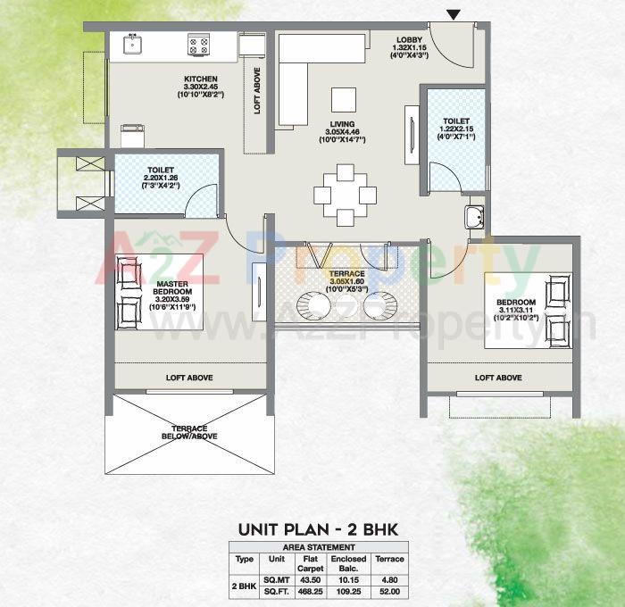 Unit Plan 2bhk of real estate project Green Life located at Hinjavadi-ct, Pune, Maharashtra