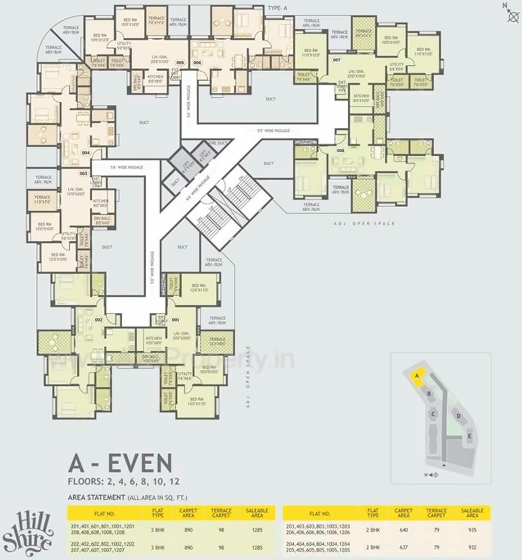 Layout of real estate project Hill Shire located at Wagholi, Pune, Maharashtra