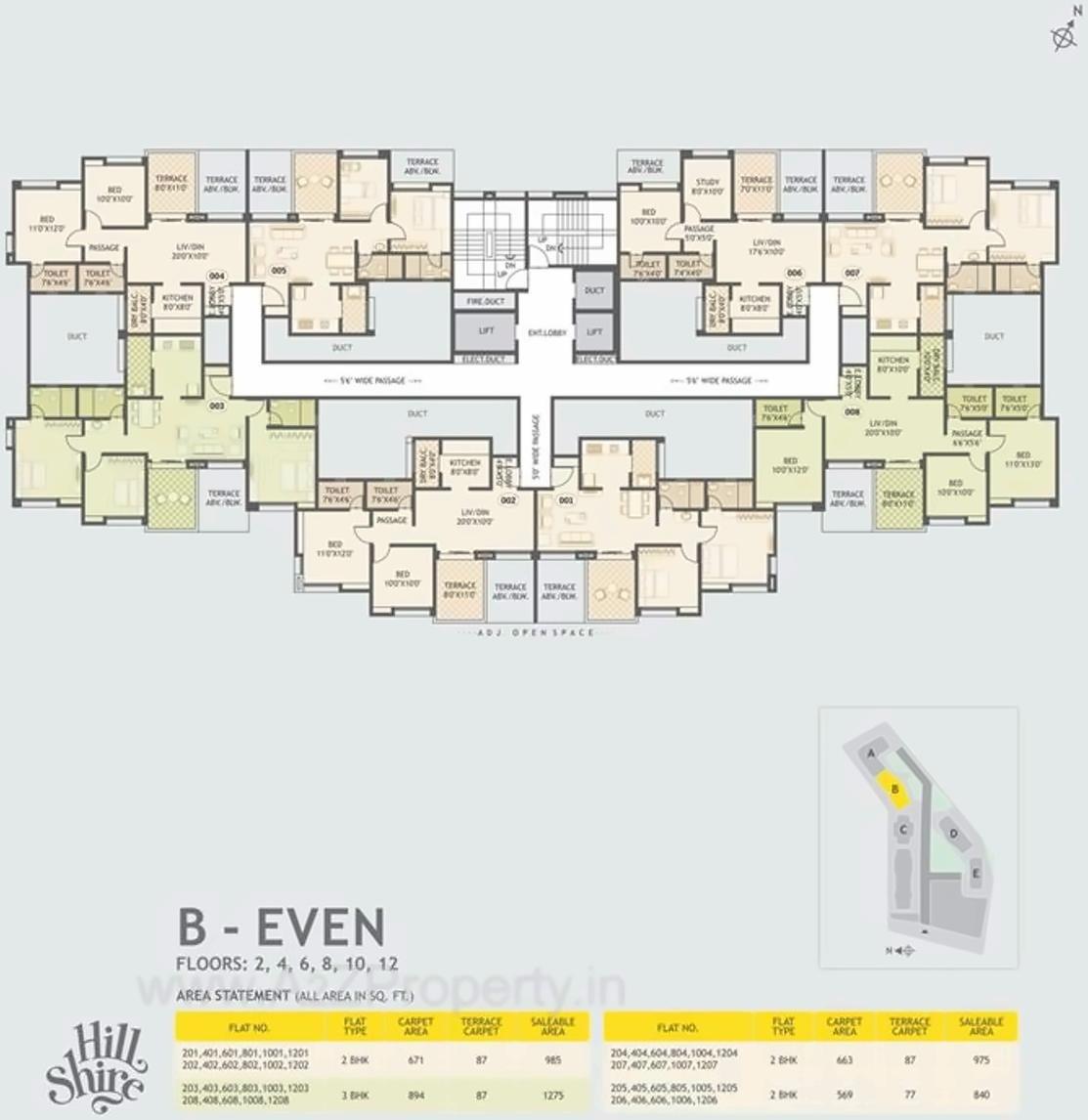 Layout of real estate project Hill Shire located at Wagholi, Pune, Maharashtra