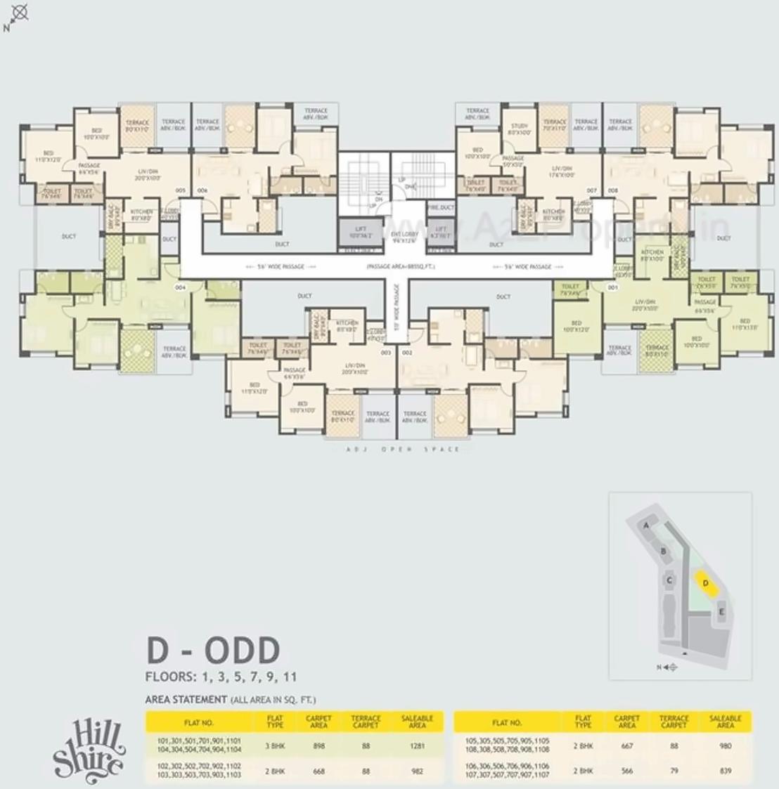 Layout of real estate project Hill Shire located at Wagholi, Pune, Maharashtra