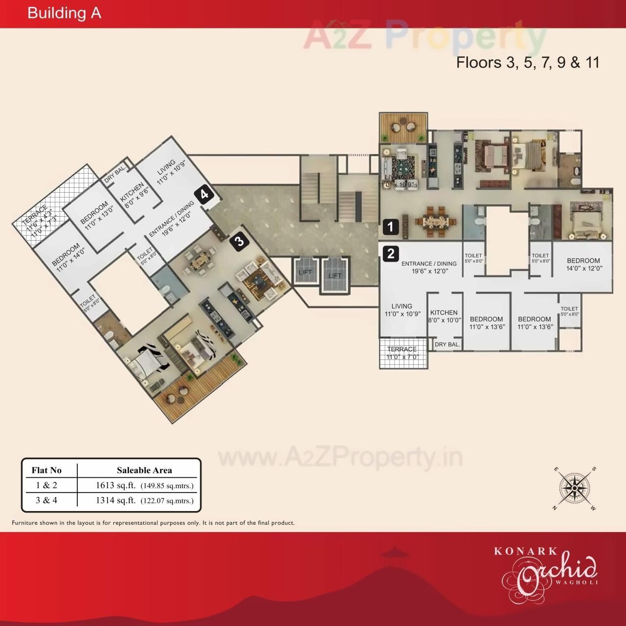Layout of real estate project Konark Orchid J located at Wagholi, Pune, Maharashtra