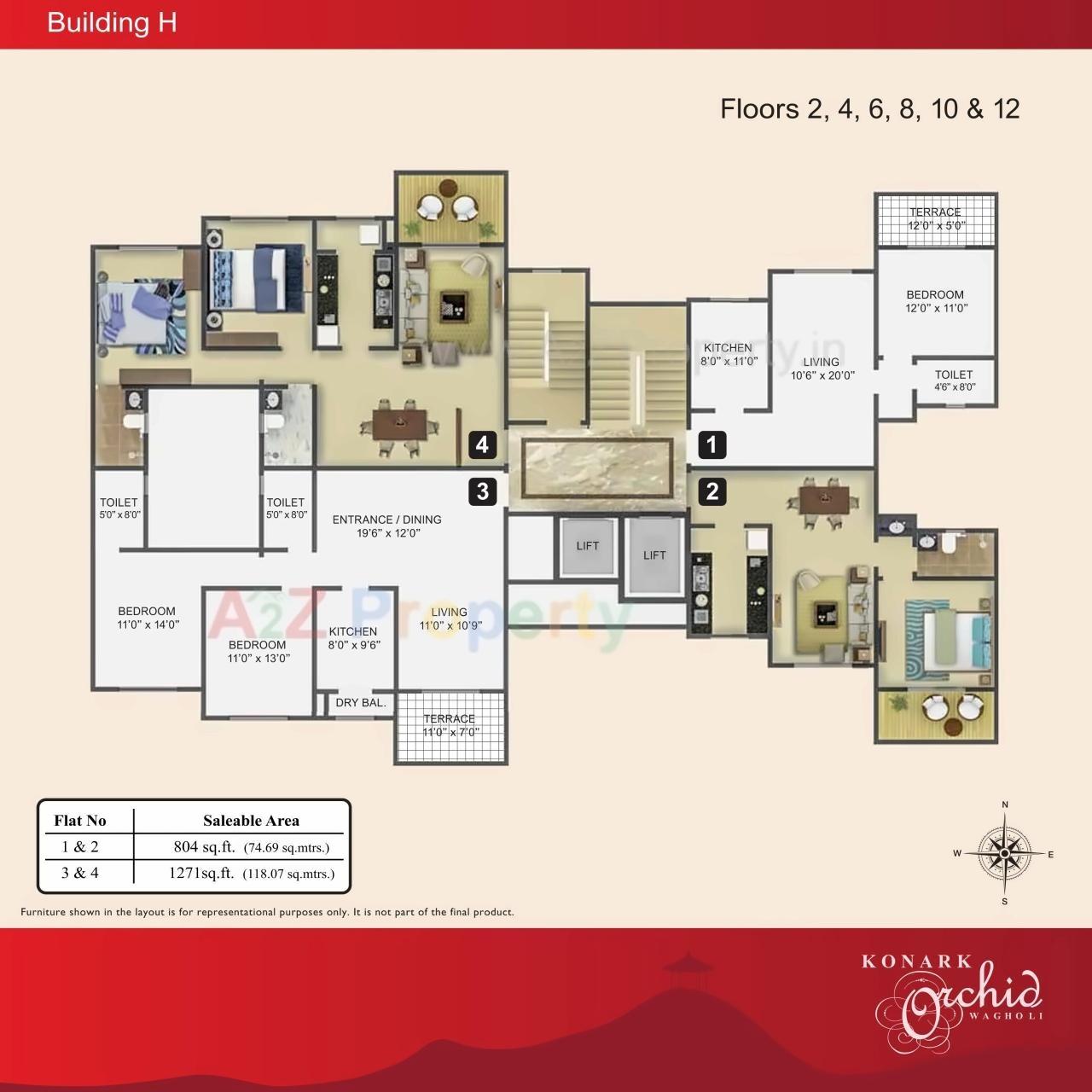 Layout of real estate project Konark Orchid J located at Wagholi, Pune, Maharashtra