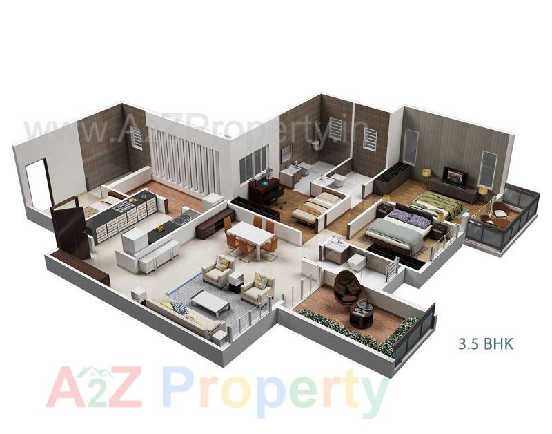 Isometric View 3 Bhk_large of real estate project Le Reve located at Pune-m-corp, Pune, Maharashtra