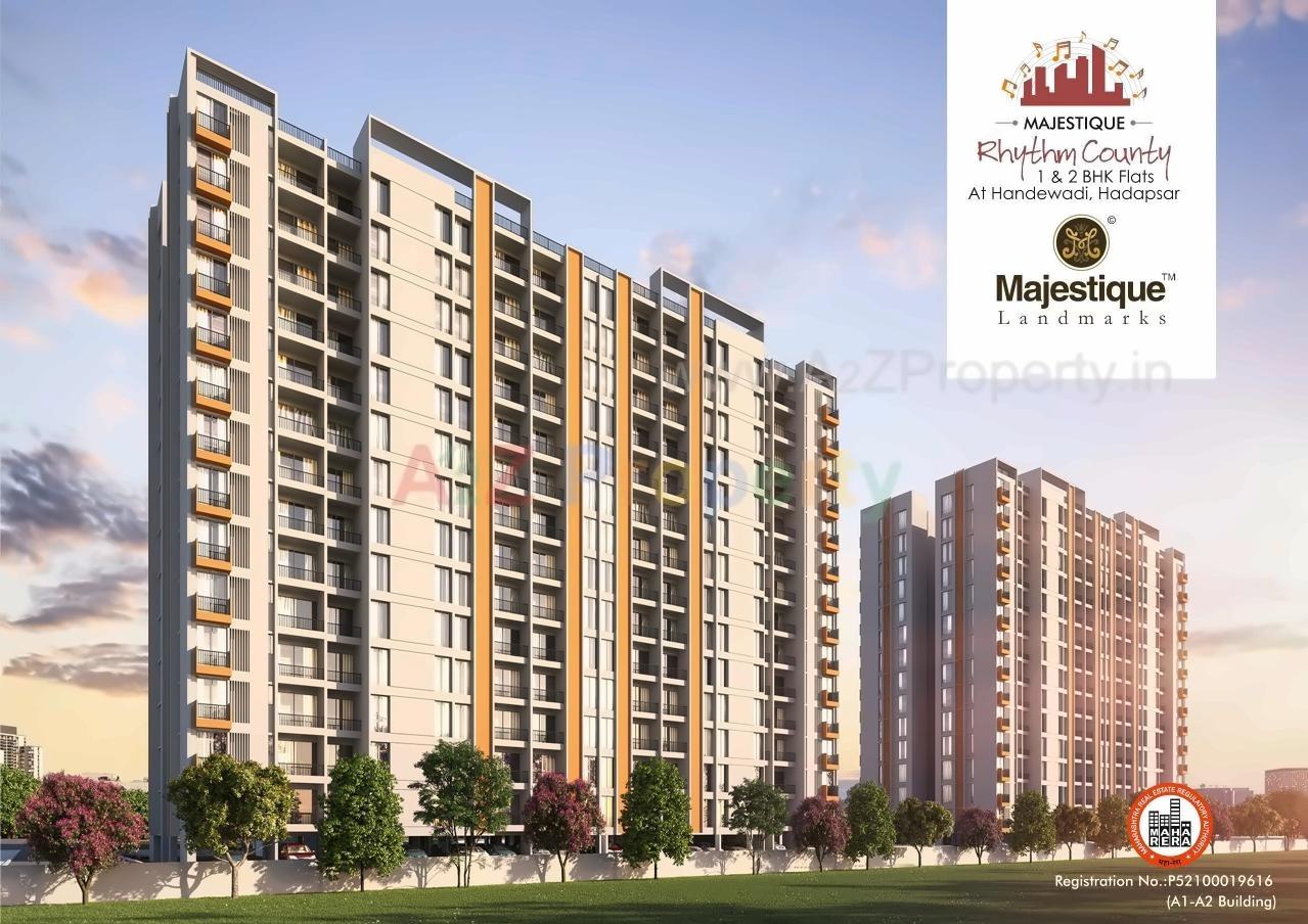 3D Elevation of real estate project Majestique Rhythm County located at Ouatade-handewadi, Pune, Maharashtra