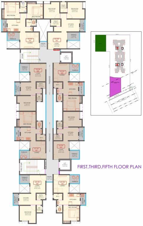 Magic 2 Magic 2 Cluster Plan For 1st 3rd And 5th Floor 7814464 of real estate project Mantra Magic Ii located at Chimbali, Pune, Maharashtra