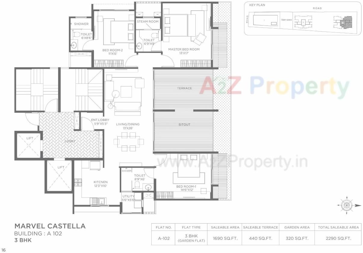 Layout of real estate project Marvel Castella A located at Pune-m-corp, Pune, Maharashtra