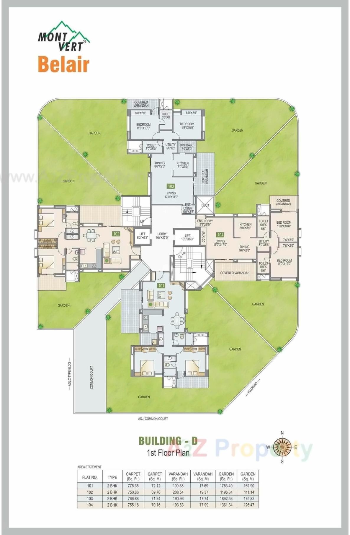 Layout of real estate project Mont Vert Belair located at Bhugaon, Pune, Maharashtra