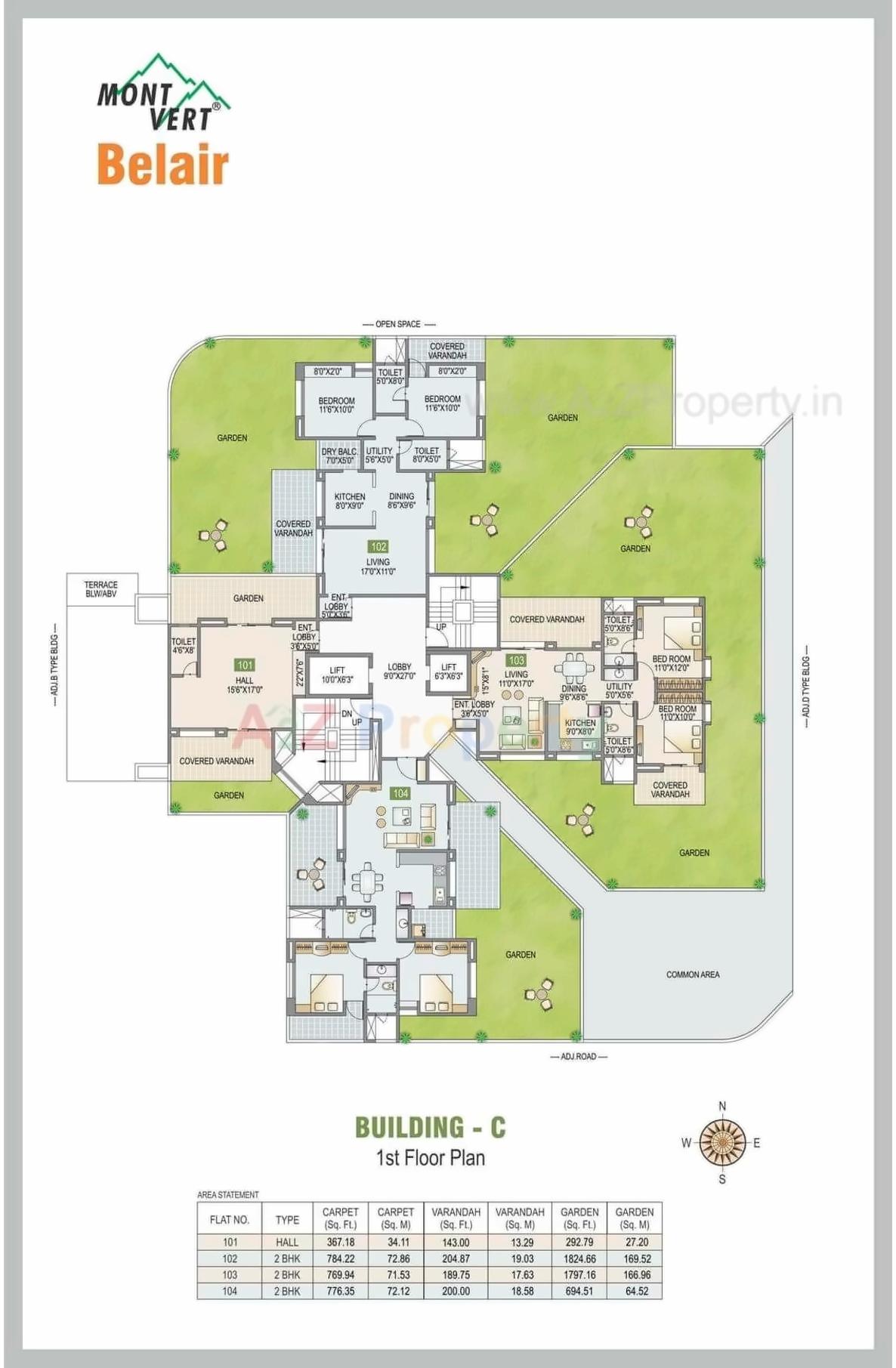 Layout of real estate project Mont Vert Belair located at Bhugaon, Pune, Maharashtra