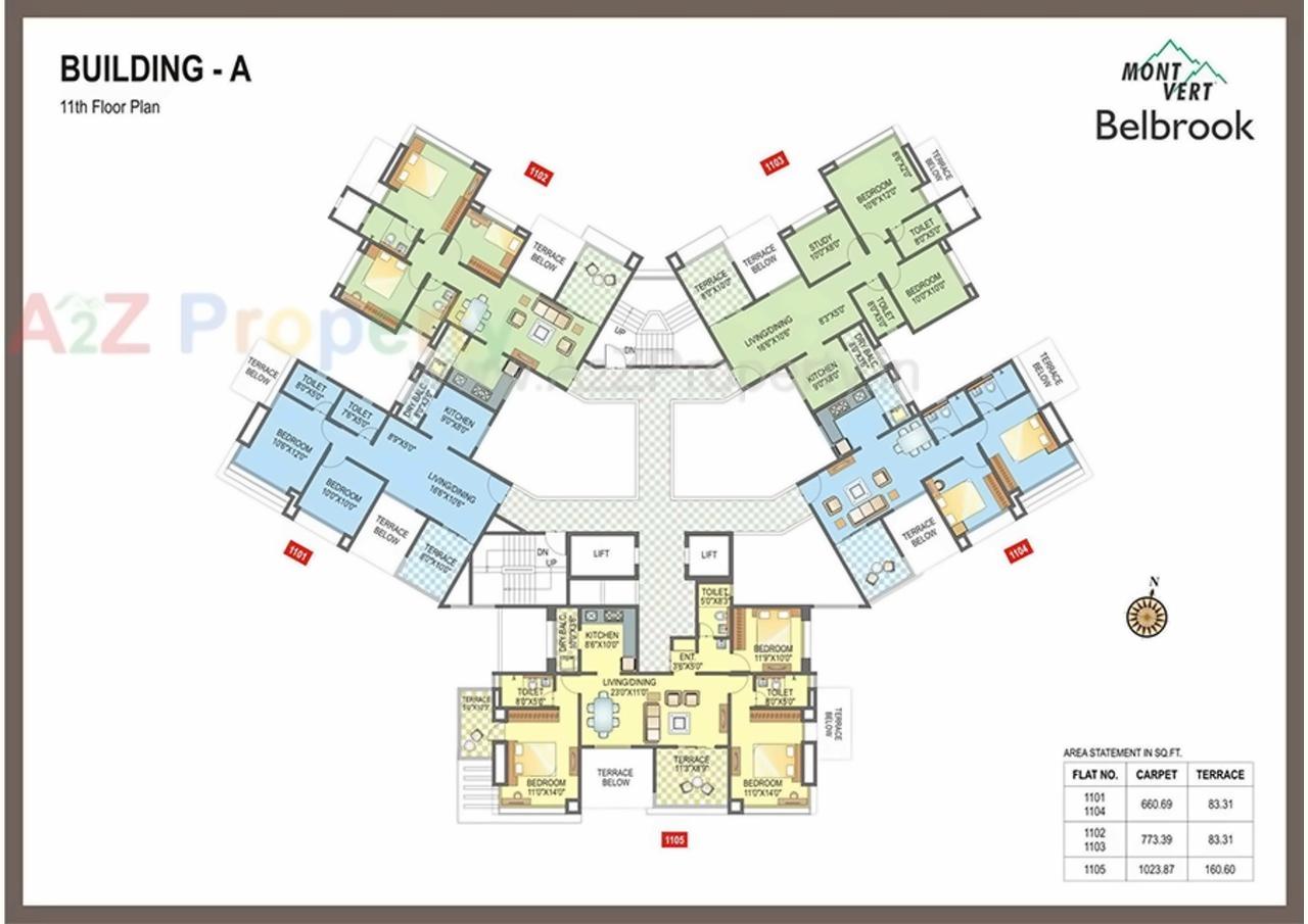 Layout of real estate project Mont Vert Belbrook located at Bhugaon, Pune, Maharashtra