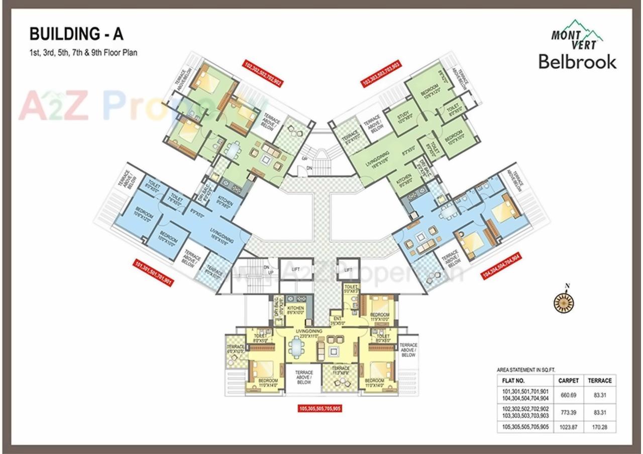 Layout of real estate project Mont Vert Belbrook located at Bhugaon, Pune, Maharashtra