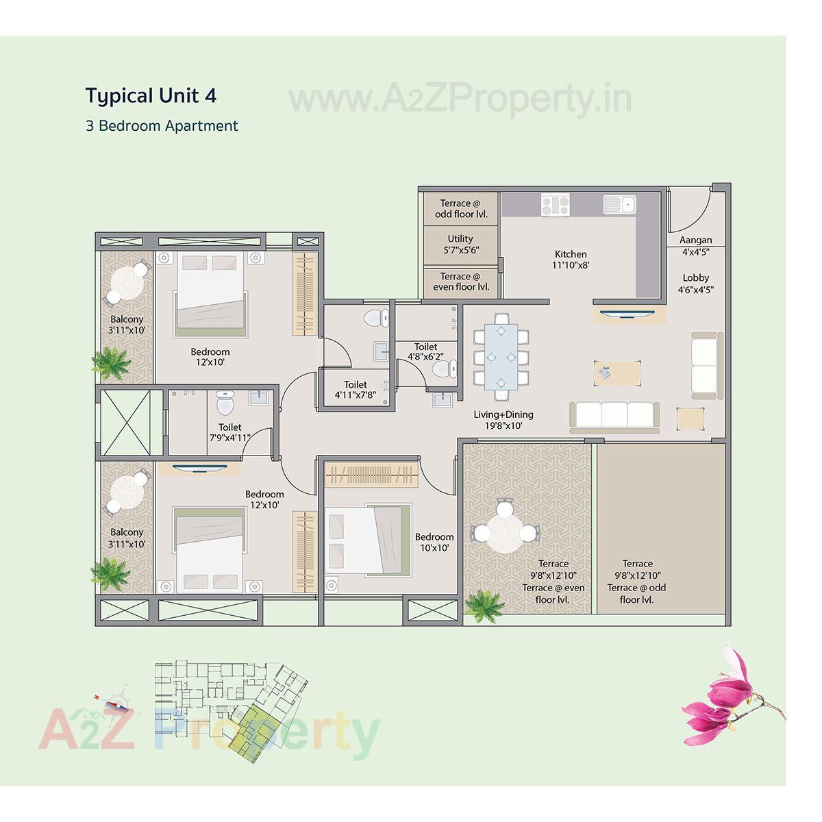 4bhk Floor Plan1 of real estate project Nirman Vishnubaug located at Pune-m-corp, Pune, Maharashtra