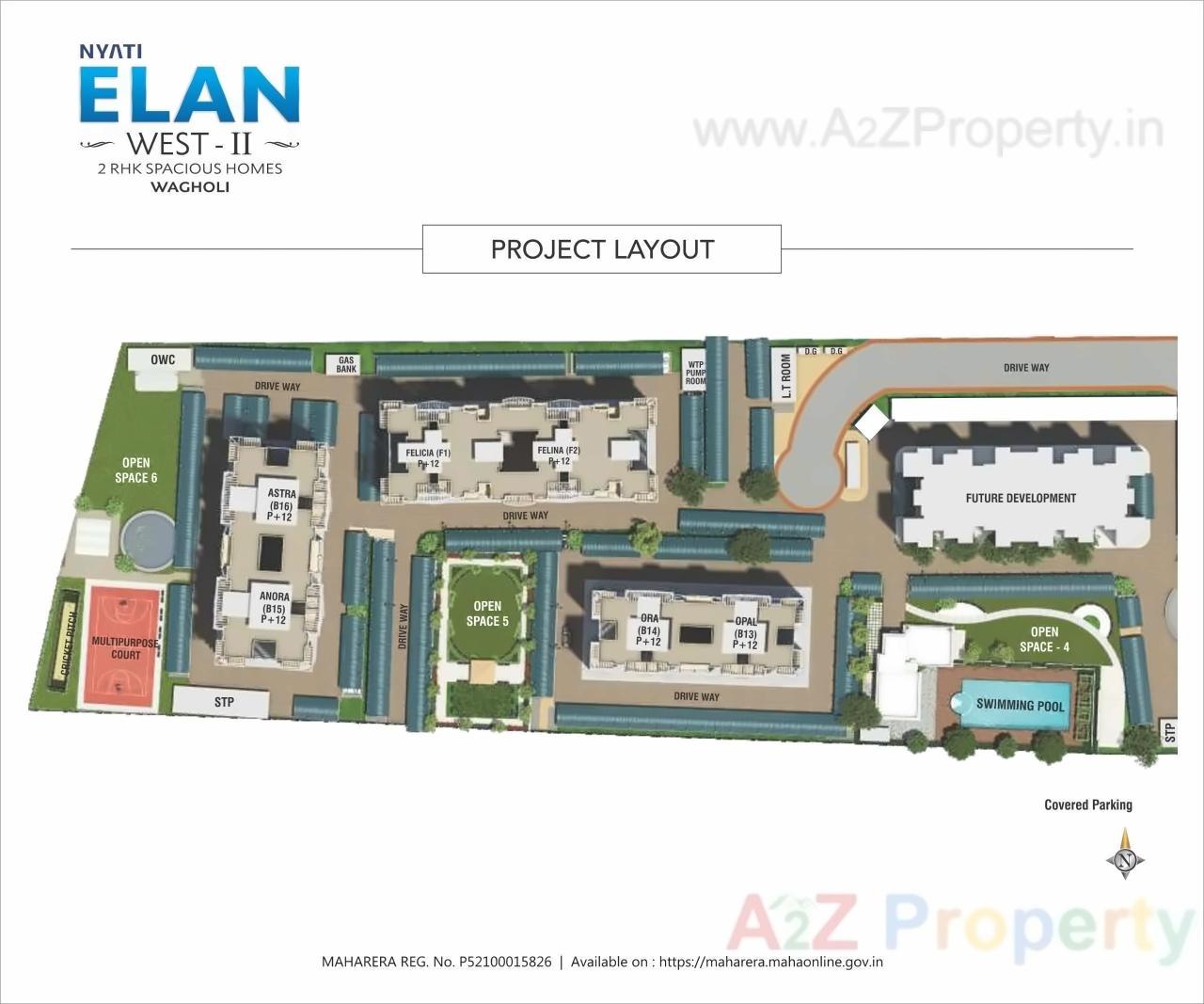 Layout of real estate project Nyati Elan West located at Wagholi, Pune, Maharashtra