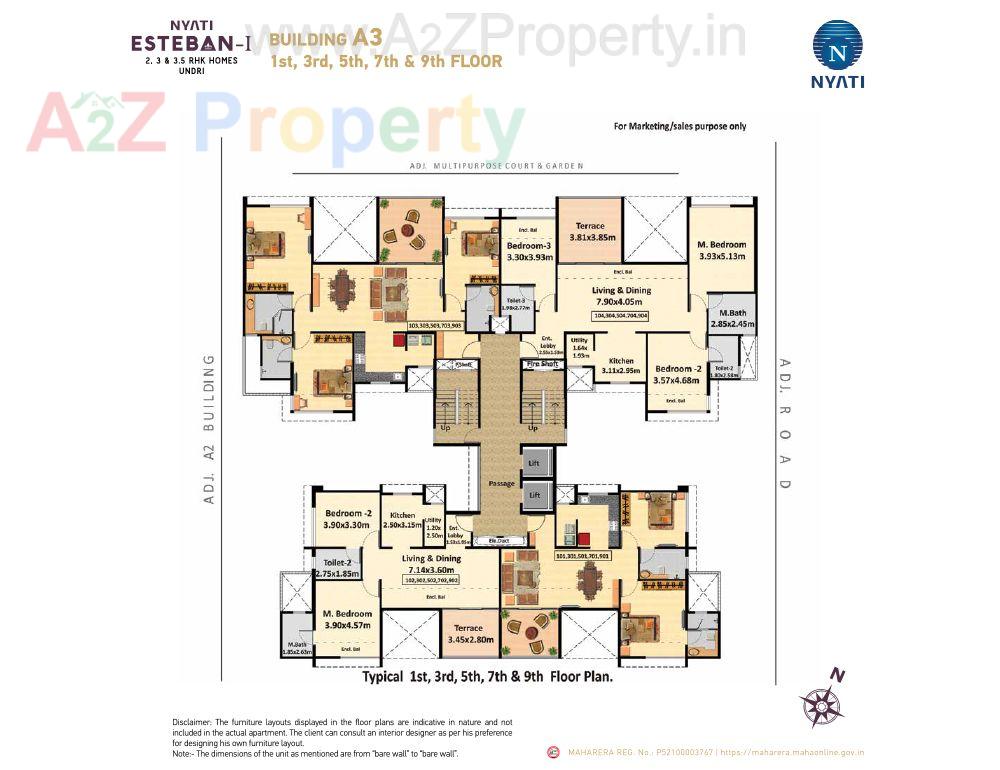 Building A3 1st, 3rd, 5th, 7th & 9th Floor  of real estate project Nyati Esteban located at Undri, Pune, Maharashtra