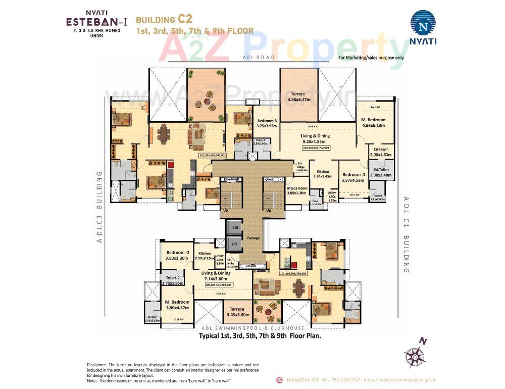 Building C2 1st, 3rd, 5th, 7th & 9th Floor  of real estate project Nyati Esteban located at Undri, Pune, Maharashtra