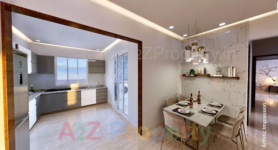 Kitchen_dining_passage of real estate project Nyati Evolve located at Pune-m-corp, Pune, Maharashtra