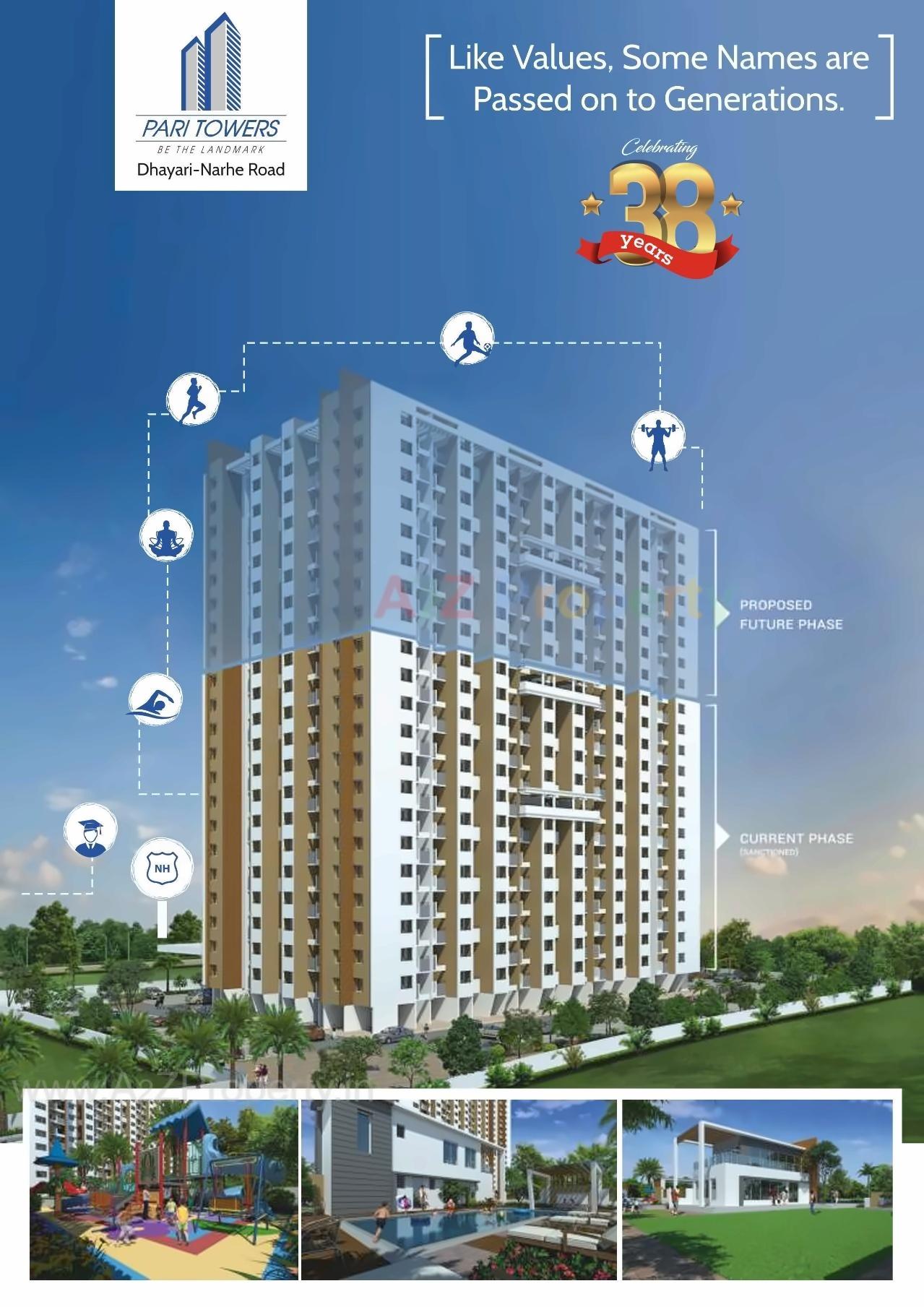 3D Elevation of real estate project Pari Towers located at Pune-m-corp, Pune, Maharashtra