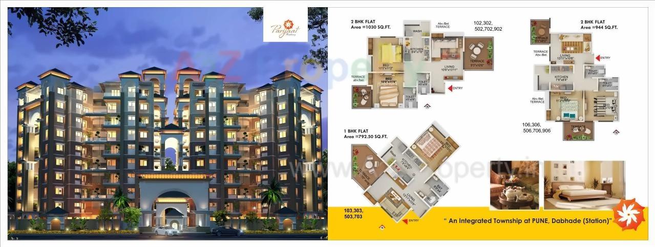 3D Elevation of real estate project Parijaat Residency located at Talegaon-dabhade-m-cl, Pune, Maharashtra