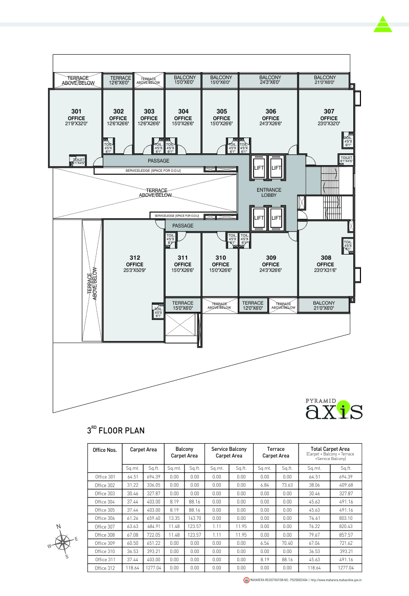 Layout of real estate project Pyramid Axis located at Baner, Pune, Maharashtra