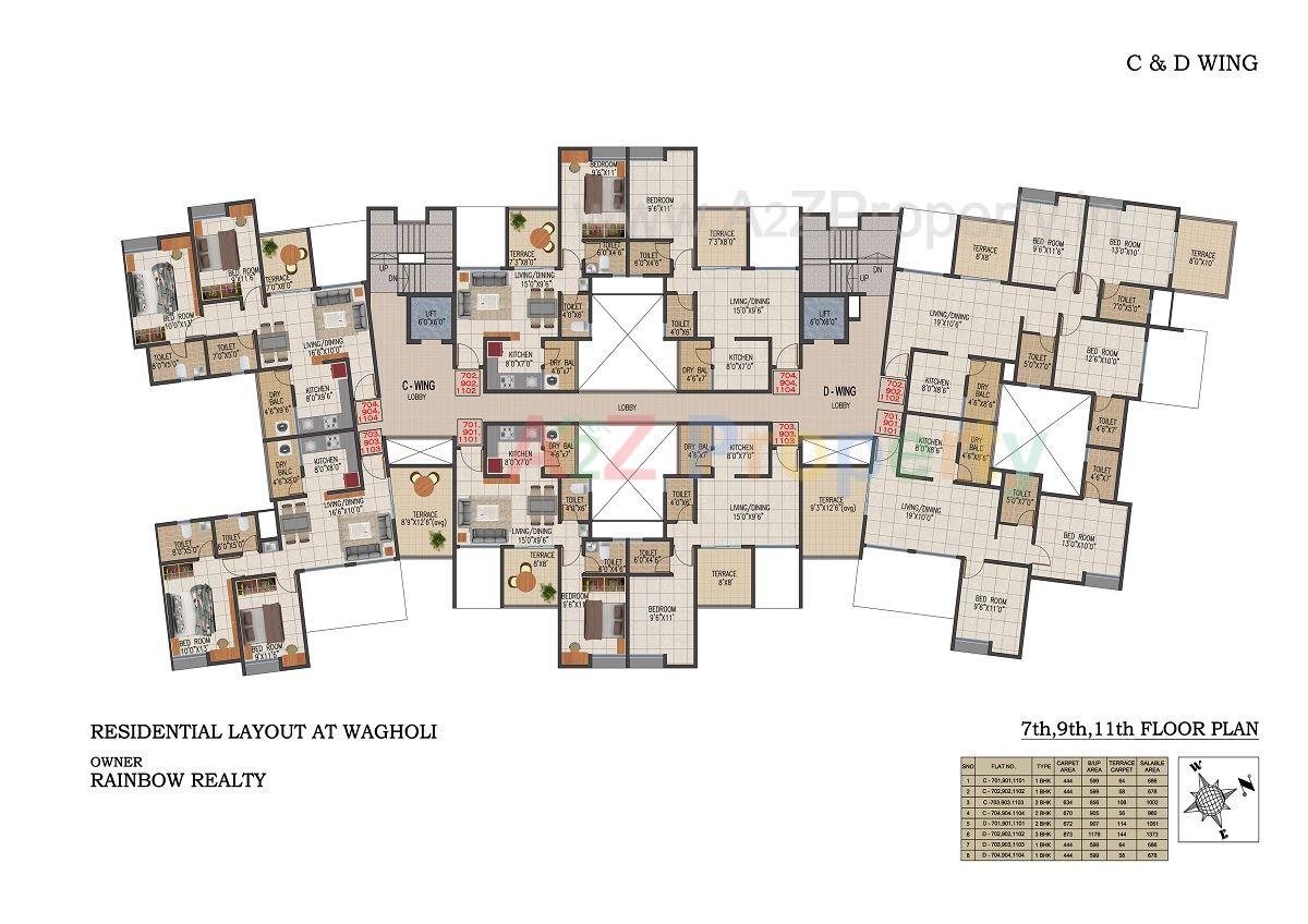 Floor7 9 11 of real estate project Rainbow Grace located at Wagholi, Pune, Maharashtra