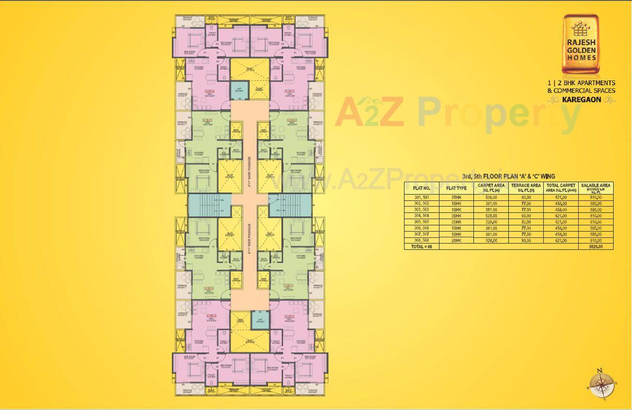 3rd_5th Floorplan_a Cwing of real estate project Rajesh Golden Homes located at Karegaon, Pune, Maharashtra