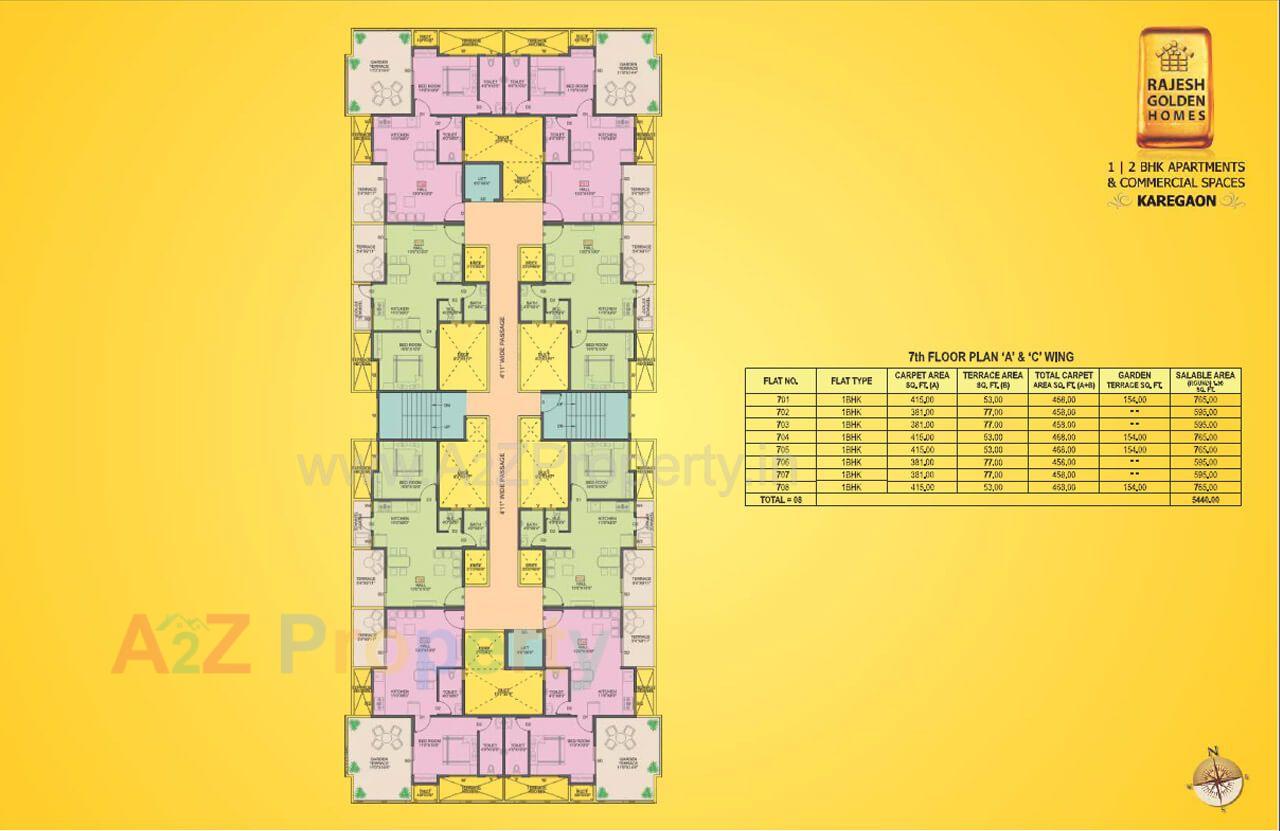 7th Floorplan_a Cwing of real estate project Rajesh Golden Homes located at Karegaon, Pune, Maharashtra