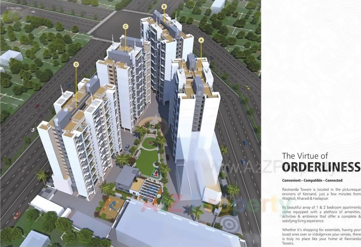 3D Elevation of real estate project Ravinanda Towers located at Kesnand, Pune, Maharashtra