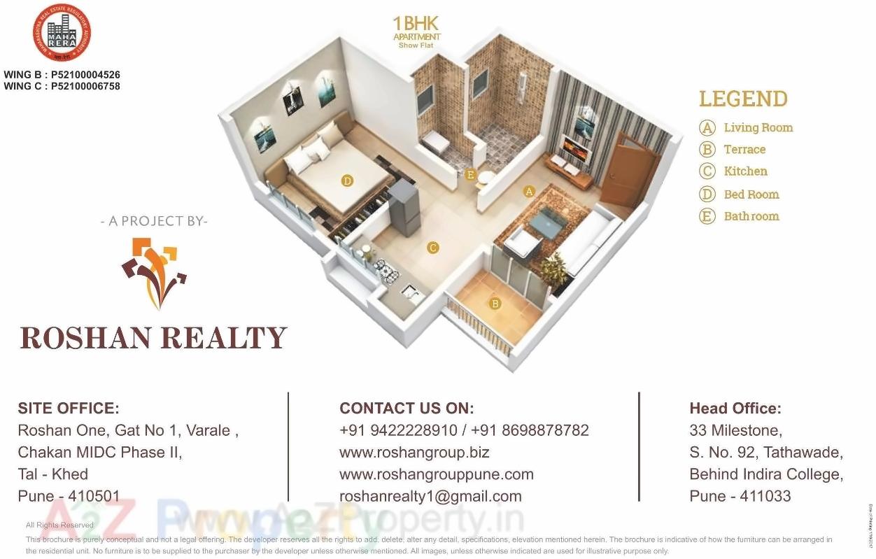 Layout of real estate project Roshan One Wing C located at Varale, Pune, Maharashtra