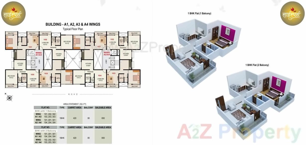 Layout of real estate project Sai Sparsh A1, located at Kapurhol, Pune, Maharashtra