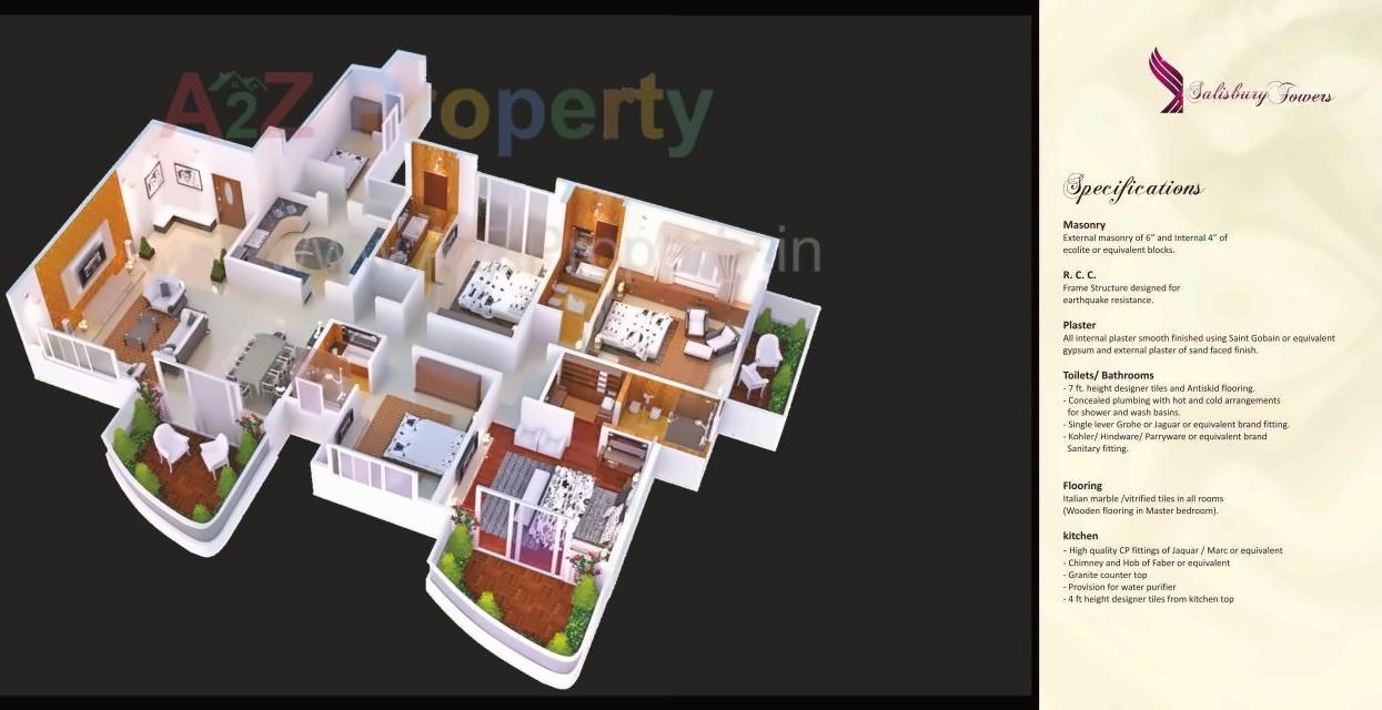 Layout of real estate project Salisbury Towers located at Gultekadi, Pune, Maharashtra