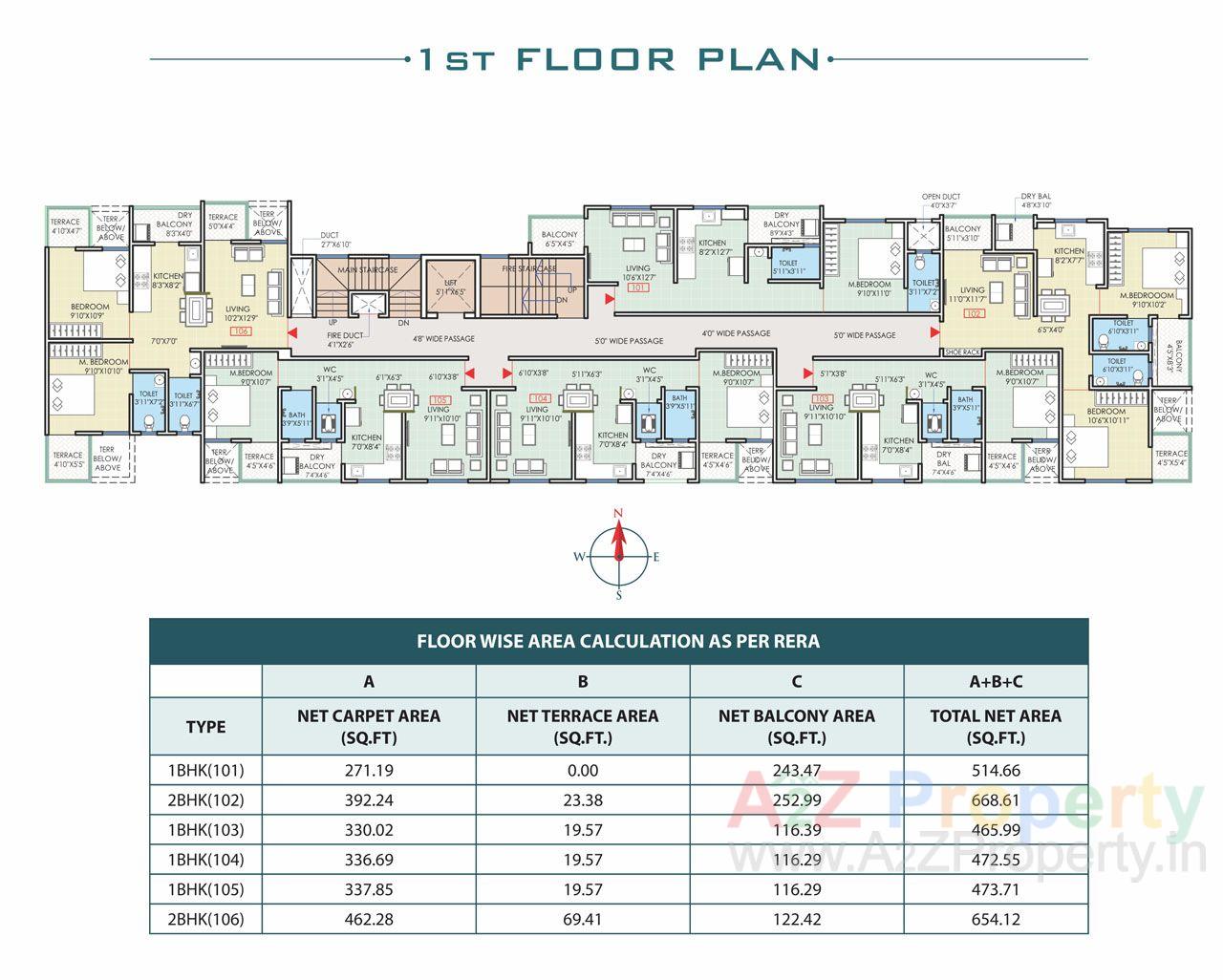 1st Floor Plan Big of real estate project Shankeshwar Wisdom located at Pimpri-chinchawad-m-corp, Pune, Maharashtra