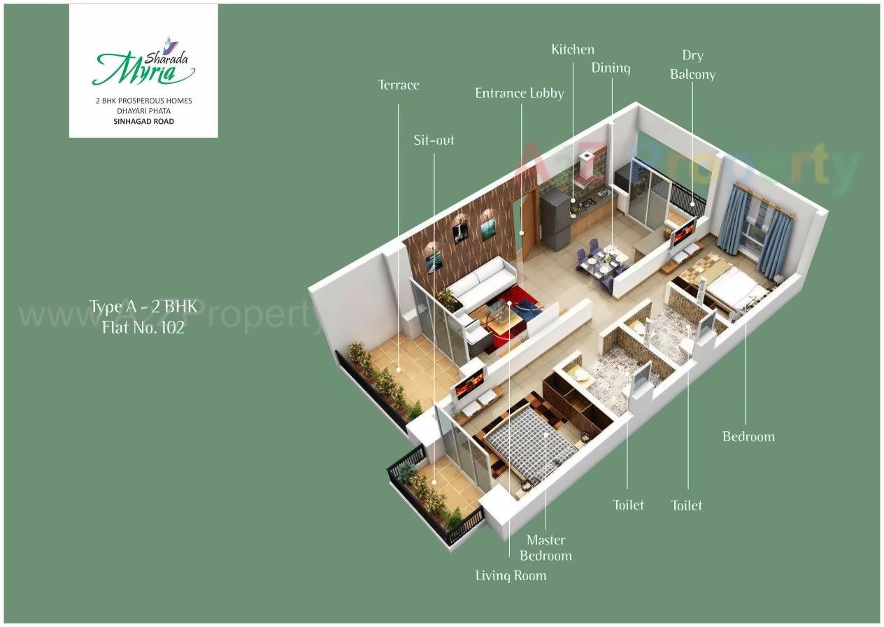 Layout of real estate project Sharada Myria located at Kirkatwadi, Pune, Maharashtra