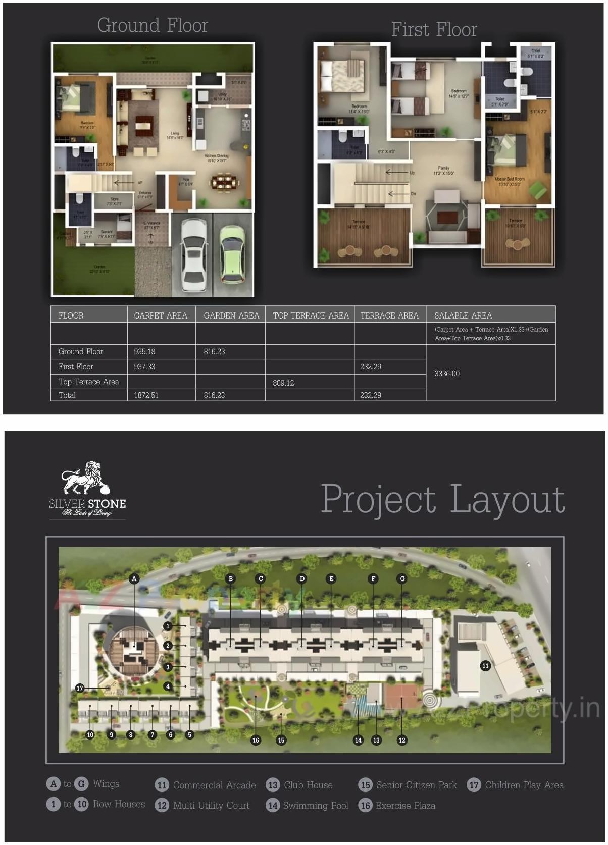 Layout of real estate project Silver Stone located at Ouatade-handewadi, Pune, Maharashtra