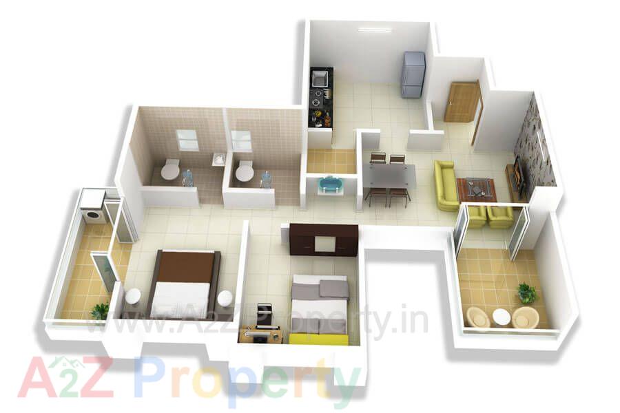 1 Layout 2bhk of real estate project Spirea located at Wakad, Pune, Maharashtra