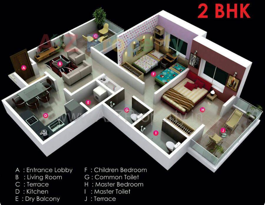 2bhk Sample Flat of real estate project Spirea located at Wakad, Pune, Maharashtra